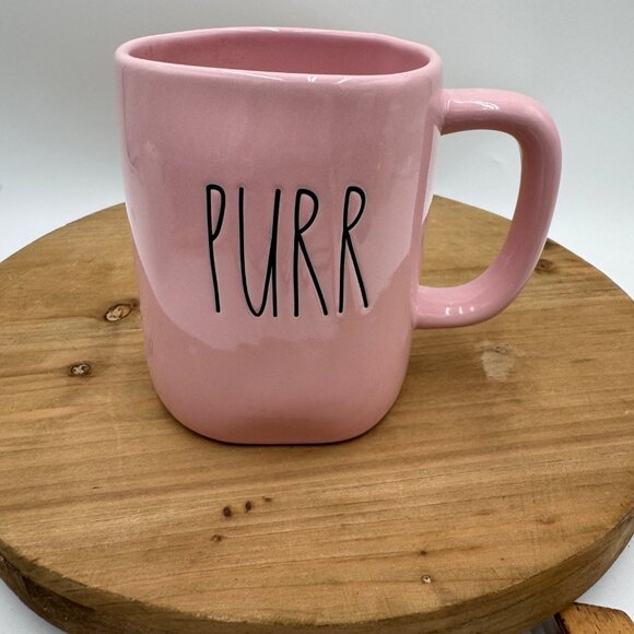 Rae Dunn  Pink “Purr” Mug cat lover gift present nwot - Picture 1 of 8